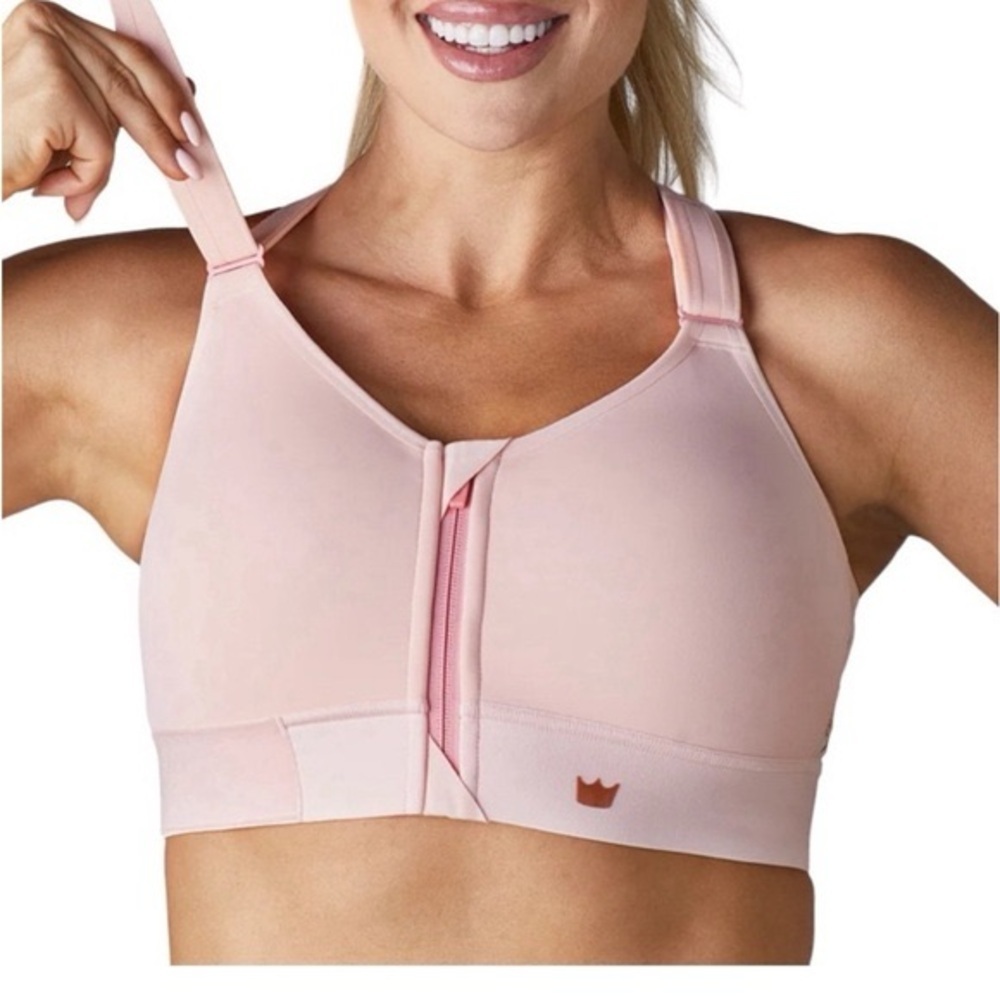 SHEFIT Flex Sports Bra Medium Support Pink/Gold Size 4 Luxe - Picture 2 of 8